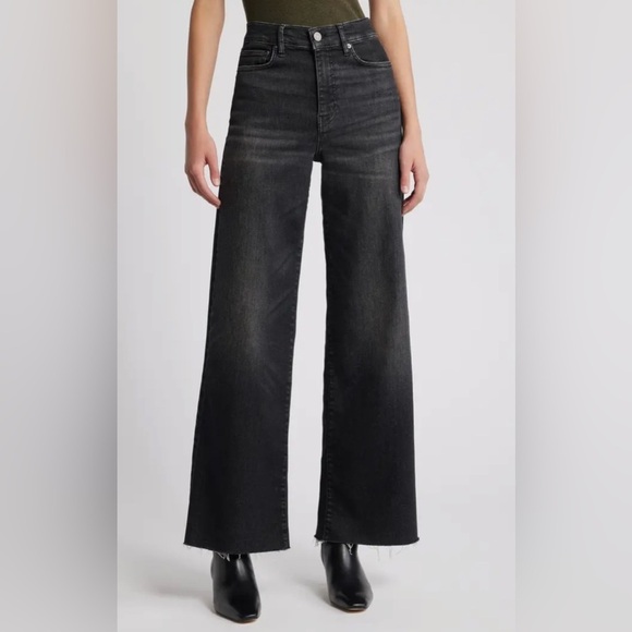 Size 34 FRAME women’s Le Slim Palazzo Raw Fray High-Rise Wide-Leg Jeans - Picture 1 of 11